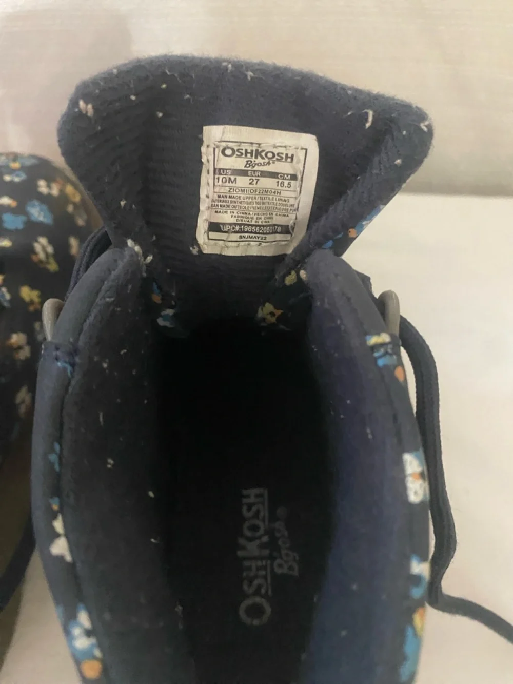 OshKosh B'gosh Navy Floral Lace-Up Kids Boots Thick Soles Girls Hiking - Picture 8 of 8